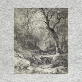 Forest Scene Pencil Illustration T-Shirt